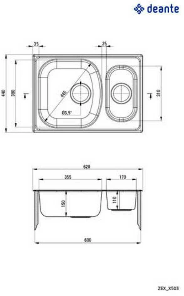 Virtuvinė plautuvė Deante Xylo ZEX 3503, decor