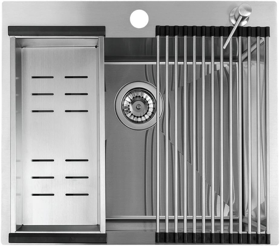 Virtuvinė plautuvė Laveo Malawi su priedais, SLMA010D, Inox