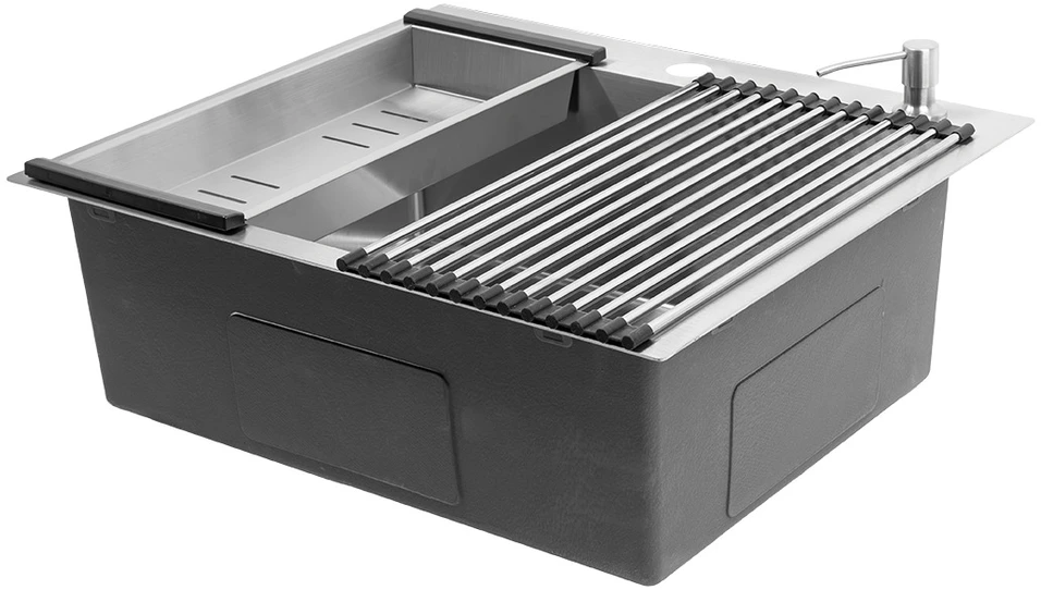 Virtuvinė plautuvė Laveo Malawi su priedais, SLMA010D, Inox