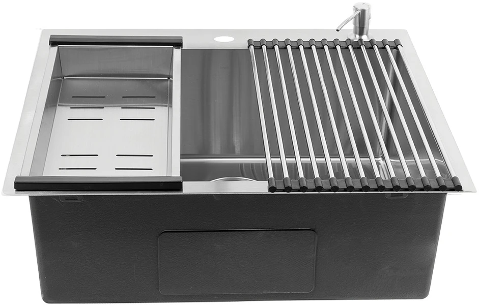 Virtuvinė plautuvė Laveo Malawi su priedais, SLMA010D, Inox