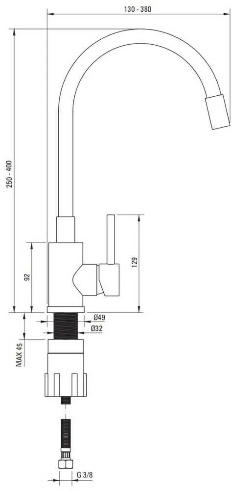 Virtuvinis maišytuvas Deante Luno BOC_S720, Pilkas/Steel