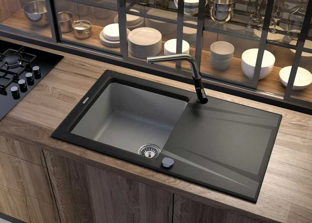 Virtuvinis maišytuvas Deante Silia su ištraukiamu snapeliu BQS_B730, Juodas/Brushed steel