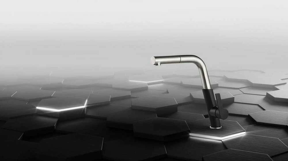 Virtuvinis maišytuvas Deante Silia su ištraukiamu snapeliu BQS_B730, Juodas/Brushed steel