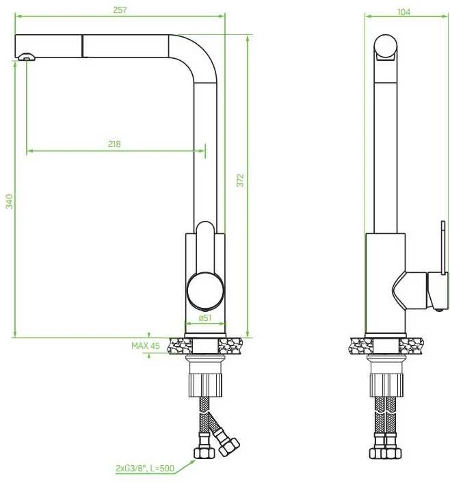 Virtuvinis maišytuvas Laveo Bona L BAB_269D, Brushed steel