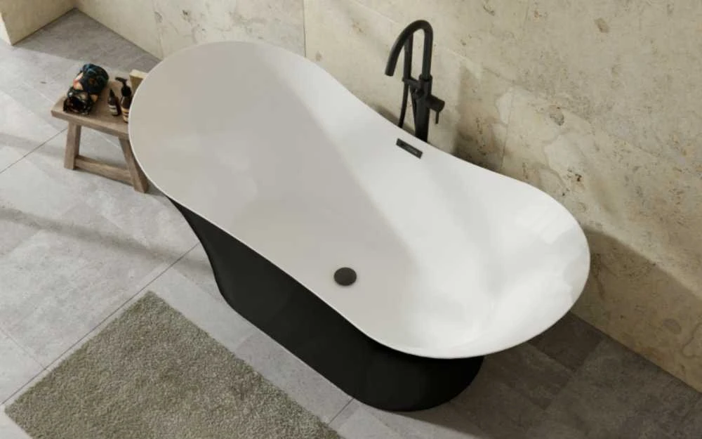 Vonia Besco Amber Juodas&Baltas Matt, 170 x 80 cm, su juodais dangteliais
