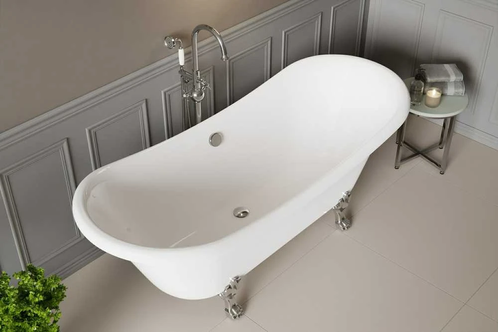 Vonia Besco Amelia 190, Baltas+Chrome, su sifonu su persipylimu Klik-klak Chrome