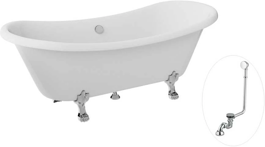 Vonia Besco Amelia 190, Baltas+Chrome, su sifonu su persipylimu Klik-klak Chrome