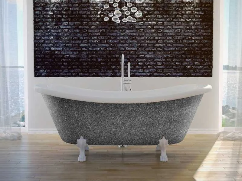 Vonia Besco Amelia Glam 190, Graphite+Baltas, su sifonu Klik-klak Chrome