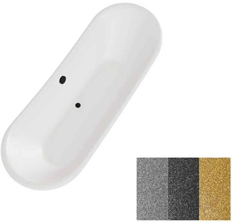 Vonia Besco Amelia Glam 190, Graphite+Gold, su sifonu su persipylimu Klik-klak Juodas