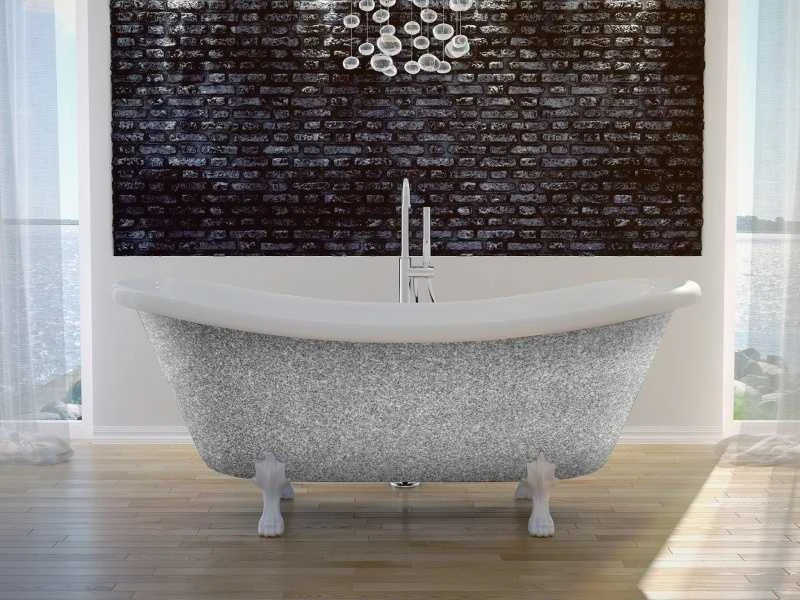 Vonia Besco Amelia Glam 190, Sidabrinis+Baltas, su sifonu Klik-klak Chrome