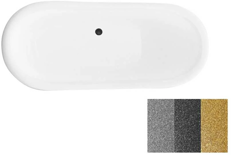 Vonia Besco Amelia Glam 190, Sidabrinis+Juodas, su sifonu Klik-klak Juodas