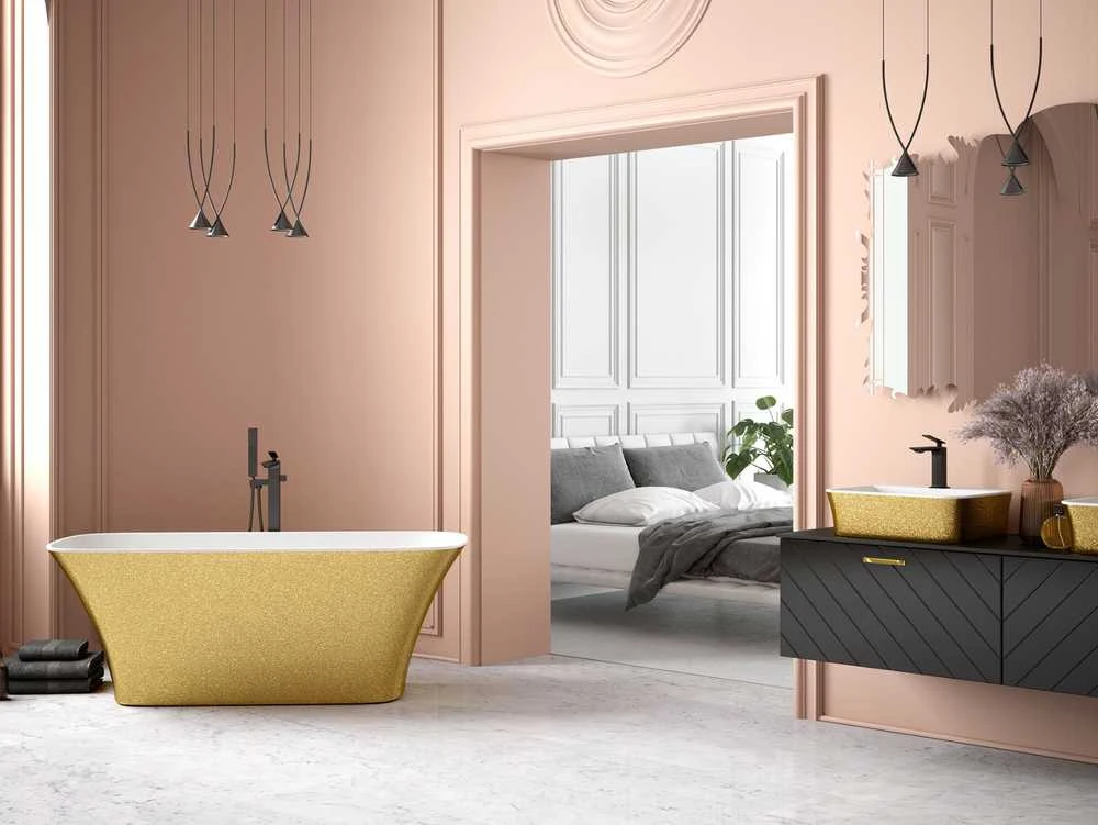 Vonia Besco Assos S-Line Glam Gold, 160 x 70 cm, su klik-klak chrome