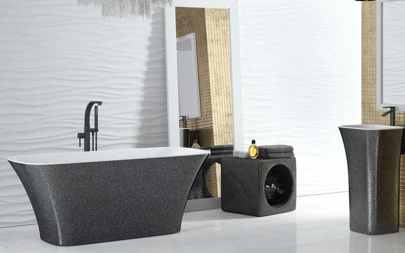Vonia Besco Assos S-Line Glam Graphite, 160 x 70 cm, su klik-klak chrome