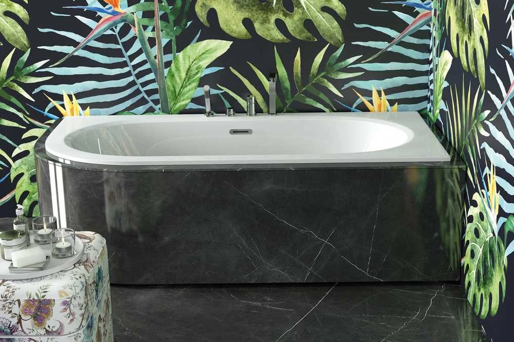 Vonia Besco Avita Slim+, 150 x 75 cm, dešininė, su aukso spalvos sifonu