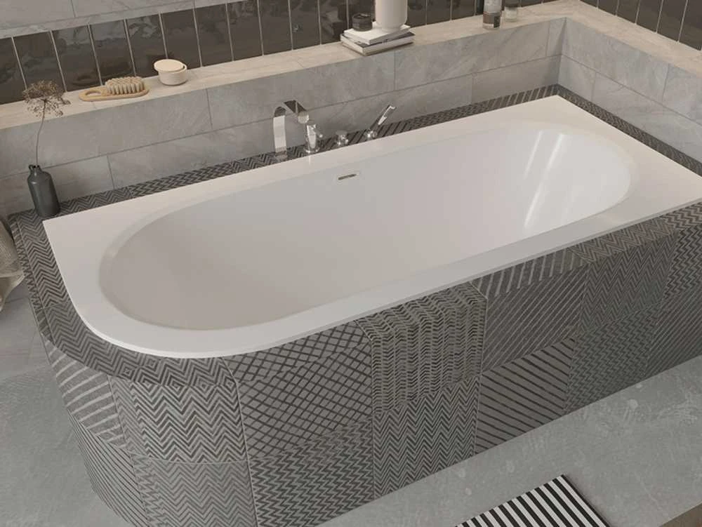 Vonia Besco Avita Slim+, 150 x 75 cm, dešininė, su aukso spalvos sifonu