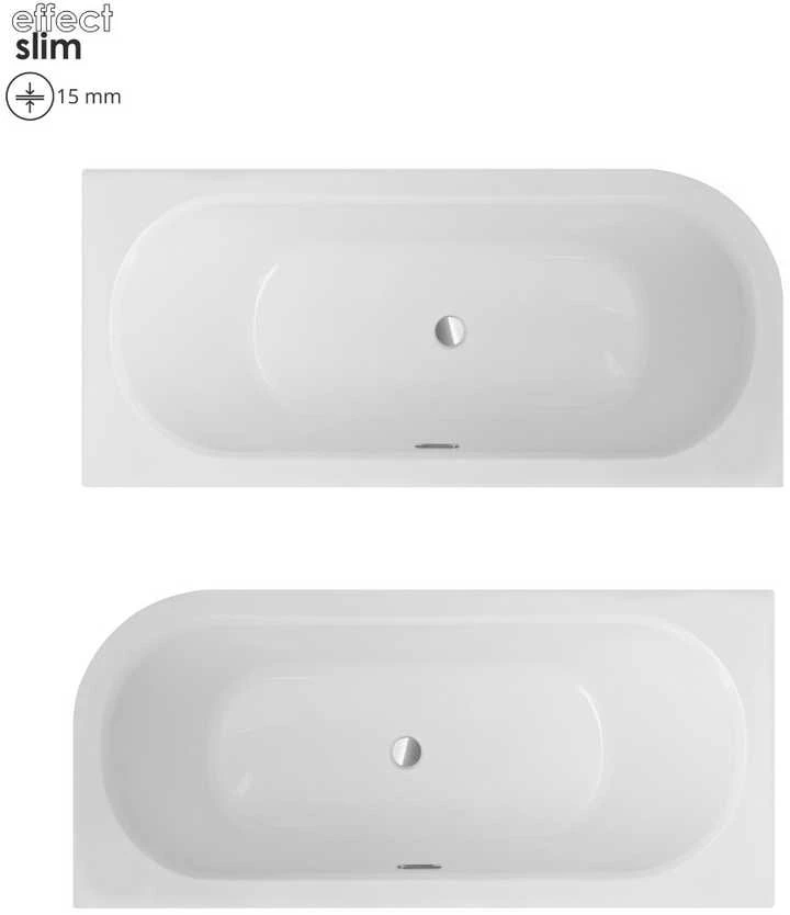 Vonia Besco Avita Slim+, 160 x 75 cm, kairinė, su chrome sifonu