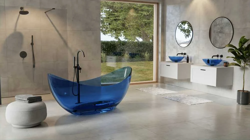 Vonia Besco Axya Mėlyna Wave, 180 x 80 cm, su baltu dangteliu