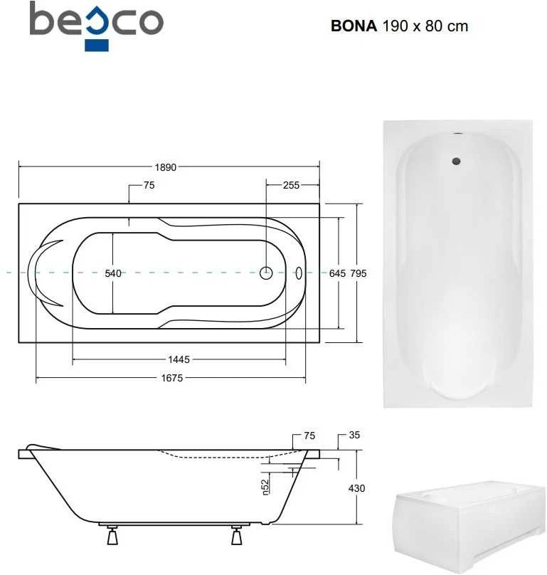 Vonia Besco Bona, 190 x 80 cm