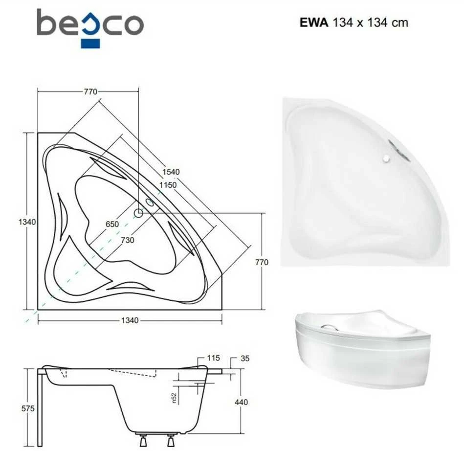 Vonia Besco Ewa, 134 x 134 cm, su juoda apdaila