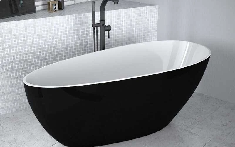 Vonia Besco Goya A-Line Juodas&Baltas Matt, 170 x 80 cm (sifono su persipylimu dangtelis gun metal spalvos)