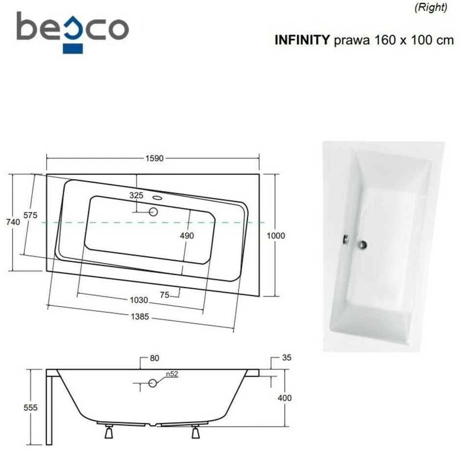 Vonia Besco Infinity, 160 x 100 cm, dešininė