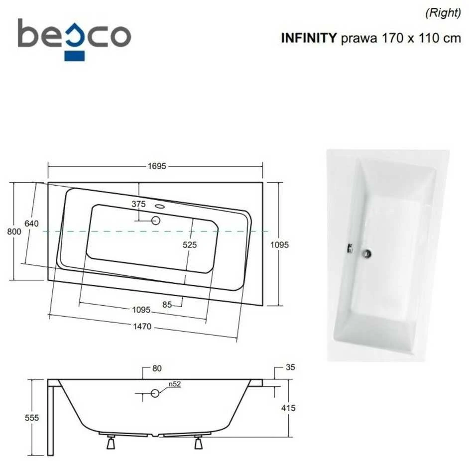 Vonia Besco Infinity, 170 x 110 cm, dešininė