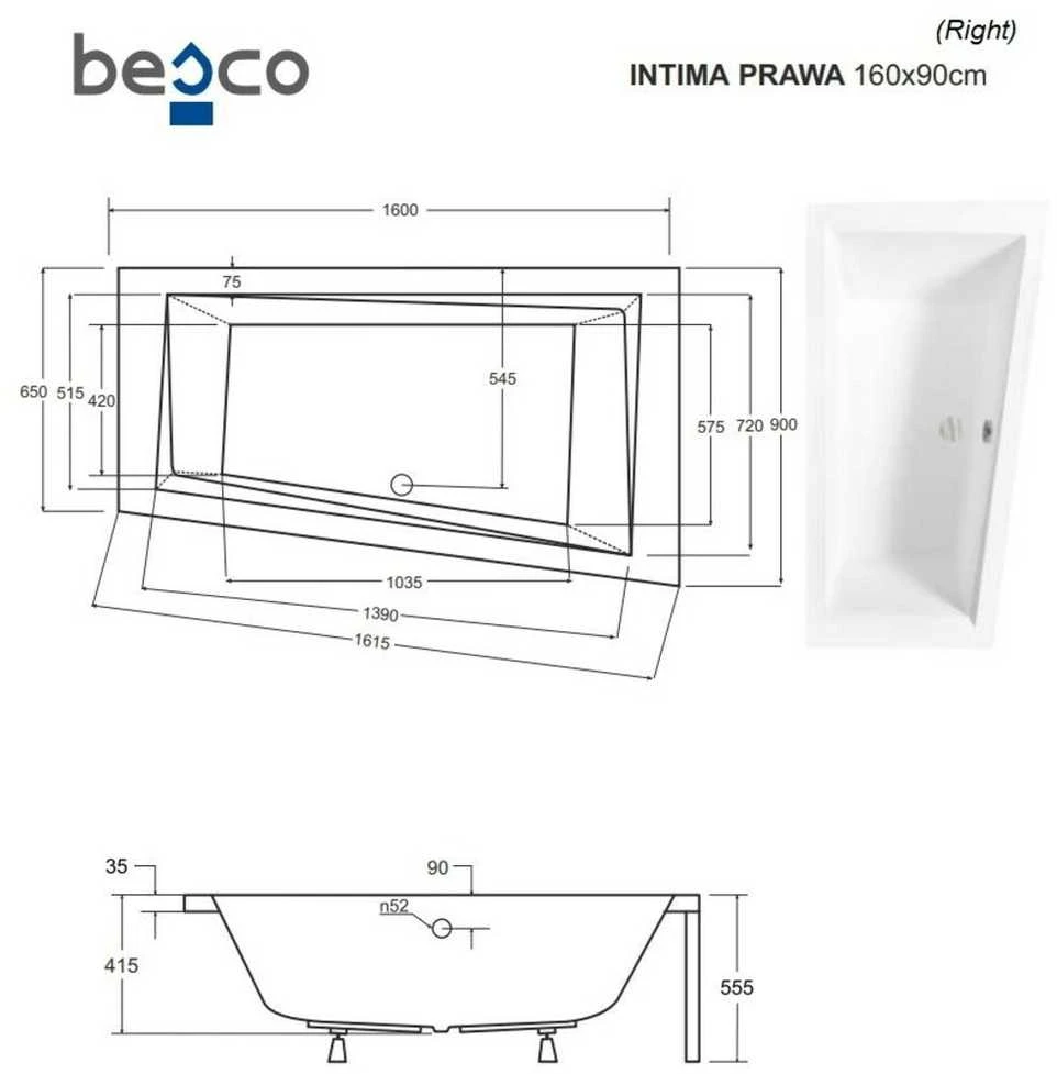 Vonia Besco Intima, 160 x 90 cm, dešininė