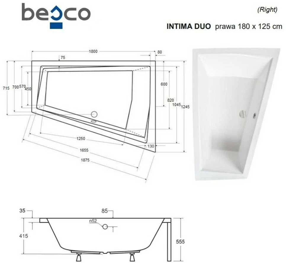 Vonia Besco Intima Duo, 180 x 125 cm, dešininė