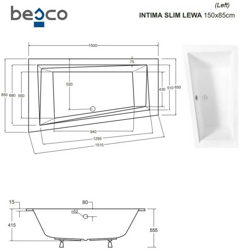 Vonia Besco Intima Slim, 150 x 85 cm, kairinė