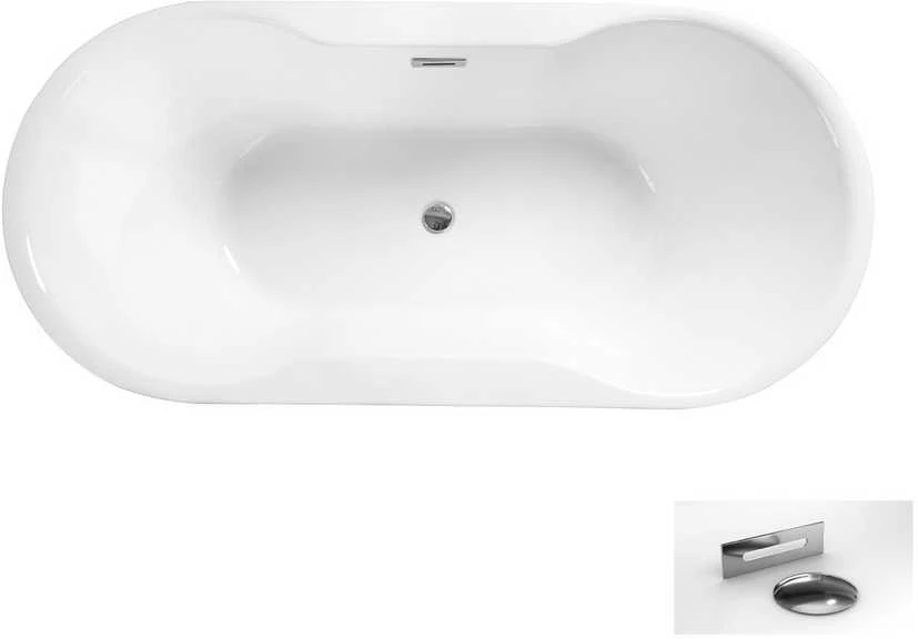 Vonia Besco Navia Juodas&Baltas Matt, 140 x 75 cm, su chrome sifonu