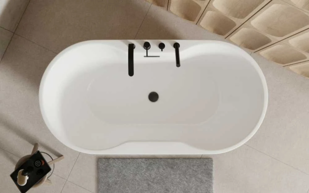 Vonia Besco Navia Juodas&Baltas Matt, 160 x 80 cm, su juodais dangteliais
