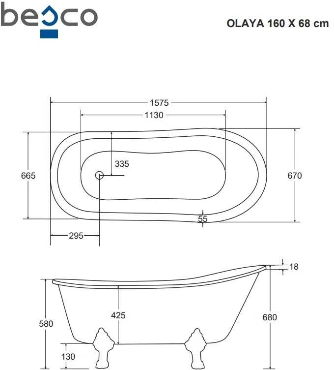 Vonia Besco Olaya Glam 160, Gold+Gold, su sifonu Klik-klak Gold