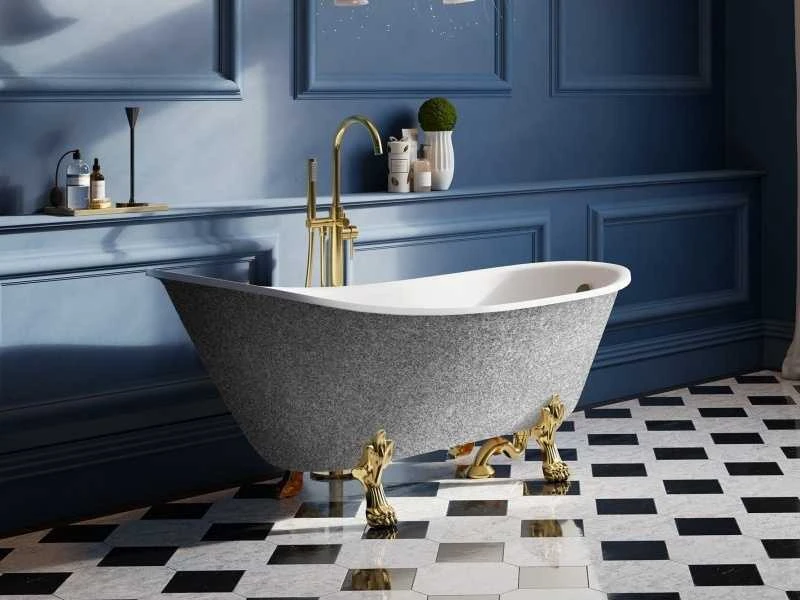 Vonia Besco Olaya Glam 160, Sidabrinis+Gold, su sifonu su persipylimu Klik-klak Gold