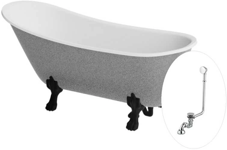Vonia Besco Olaya Glam 160, Sidabrinis+Juodas, su sifonu su persipylimu Klik-klak Chrome
