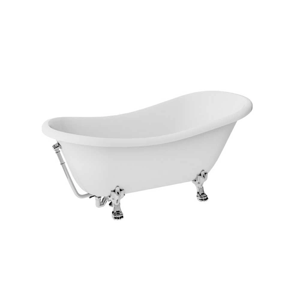 Vonia Besco Otylia 170, Baltas+Chrome, su sifonu su persipylimu Klik-klak Chrome