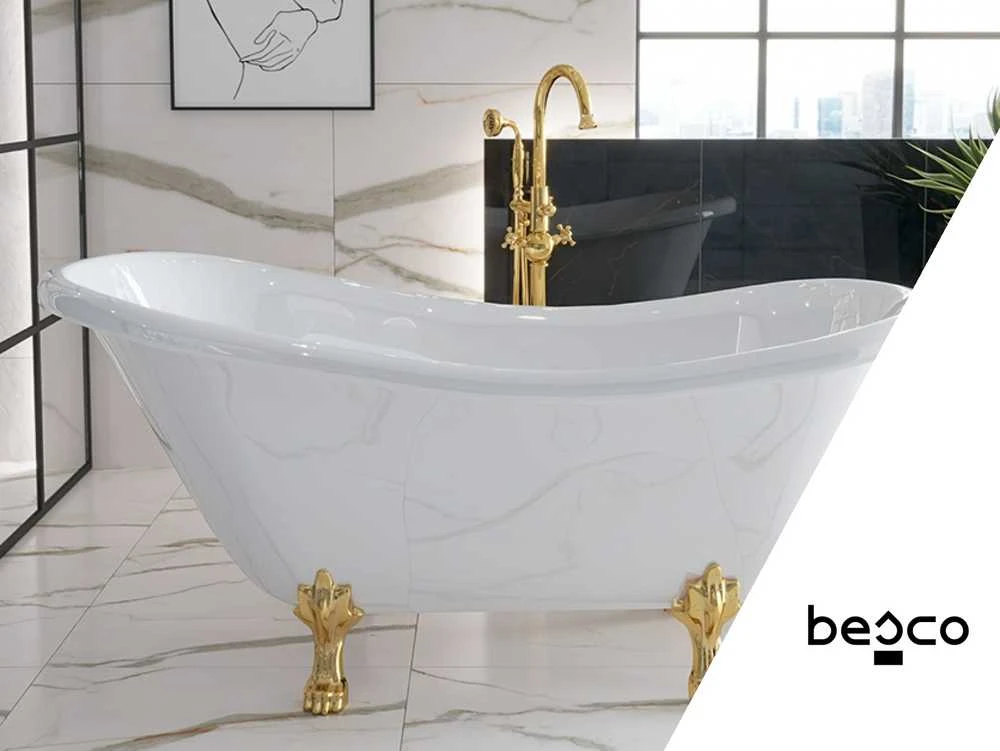 Vonia Besco Otylia 170, Baltas+Gold (be sifono, be persipylimo skylės)