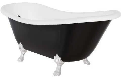Vonia Besco Otylia B&W 160, Juodas/Baltas+Chrome, su sifonu su persipylimu Klik-klak Juodas