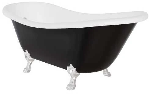 Vonia Besco Otylia B&W 160, Juodas/Baltas+Chrome, su sifonu su persipylimu Klik-klak Chrome