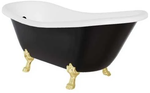 Vonia Besco Otylia B&W 160, Juodas/Baltas+Gold, su sifonu su persipylimu Klik-klak Juodas