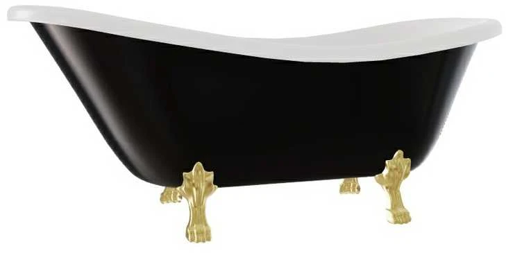 Vonia Besco Otylia B&W 160, Juodas/Baltas+Gold, su sifonu Klik-klak Juodas