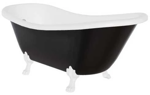 Vonia Besco Otylia B&W 170, Juodas/Baltas+Baltas, su sifonu su persipylimu Klik-klak Chrome
