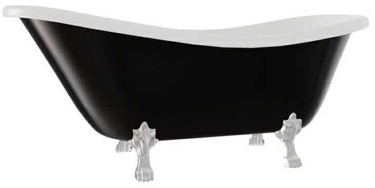 Vonia Besco Otylia B&W 170, Juodas/Baltas+Chrome, su sifonu Klik-klak Juodas