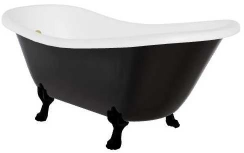 Vonia Besco Otylia B&W 170, Juodas/Baltas+Juodas, su sifonu su persipylimu Klik-klak Gold