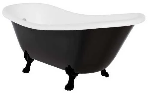 Vonia Besco Otylia B&W 170, Juodas/Baltas+Juodas, su sifonu su persipylimu Klik-klak Chrome