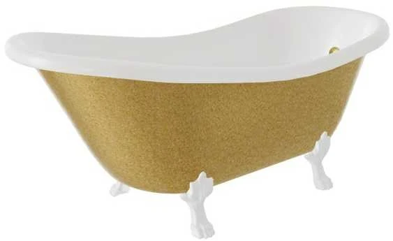 Vonia Besco Otylia Glam 160, Gold+Baltas, su sifonu su persipylimu Klik-klak Gold