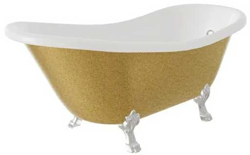 Vonia Besco Otylia Glam 160, Gold+Chrome, su sifonu su persipylimu Klik-klak Chrome