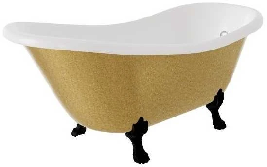Vonia Besco Otylia Glam 160, Gold+Juodas, su sifonu su persipylimu Klik-klak Chrome