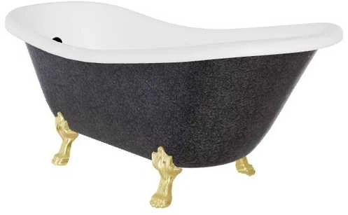 Vonia Besco Otylia Glam 160, Graphite+Gold, su sifonu su persipylimu Klik-klak Juodas