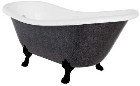 Vonia Besco Otylia Glam 160, Graphite+Juodas, su sifonu su persipylimu Klik-klak Chrome