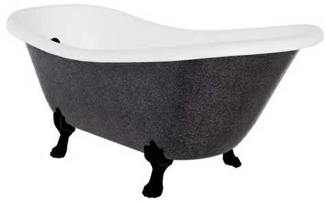 Vonia Besco Otylia Glam 160, Graphite+Juodas, su sifonu su persipylimu Klik-klak Juodas